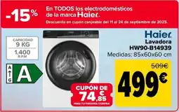 Carrefour HAIER Lavadora Medidas: 85x60x60 cm oferta