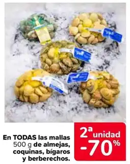 Carrefour En todas las mallas 500 g de almejas, coquinas, bígaros y berberechos oferta
