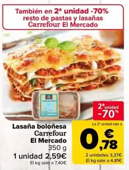 Carrefour Lasaña boloñesa Carrefour El Mercado oferta