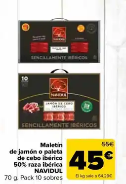 Carrefour NAVIDUL Maletín de jamón o paleta de cebo ibérico 50% raza ibérica oferta