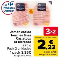 Carrefour Jamón cocido lonchas finas Carrefour El Mercado oferta