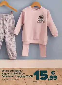 Carrefour Jurassic o stich - set de sudadera + jogger o sudadera + legging oferta