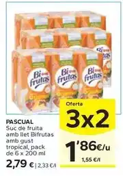Caprabo Pascual - suc de fruita amb llet bifrutas amb gust tropical oferta