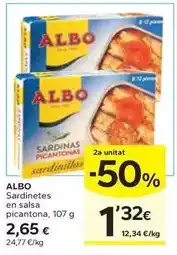 Caprabo Albo - sardinetes en salsa picantona oferta