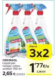 Caprabo Cristasol - liquid per netejar vidres antibaf oferta