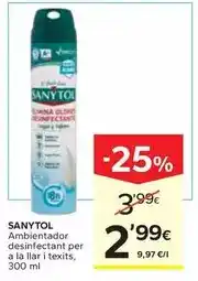 Caprabo Sanytol - ambientador desinfectant per a la llar i texits oferta