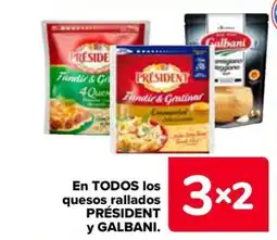 Carrefour PRÉSIDENT y GALBANI En todos los quesos rallados oferta