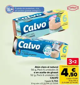 Carrefour CALVO Atún claro al naturalo en aceite de girasol oferta