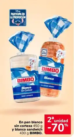 Carrefour BIMBO En pan blanco sin corteza y blanco sandwich oferta