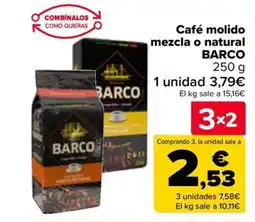 Carrefour BARCO Café molido mezcla o natural oferta