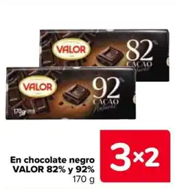Carrefour VALOR En chocolate negro 82% y 92% oferta