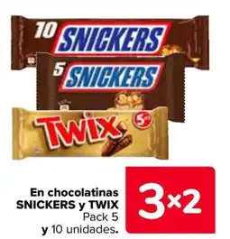Carrefour SNICKERS y TWIX En chocolatinas oferta