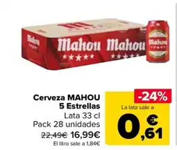 Carrefour MAHOU Cerveza 5 Estrellas oferta