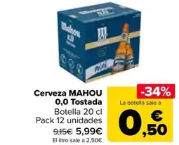 Carrefour MAHOU Cerveza 0,0 Tostada oferta