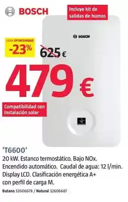 Bauhaus Bosch - calentador de gas 't6600' oferta