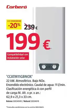 Bauhaus Corberó - calentador de gas 'ccatm11gbnox' oferta