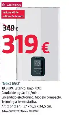 Bauhaus Ariston - calentador de gas 'next evo' oferta