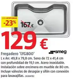 Bauhaus Smeg - fregadero 'lyg800' oferta