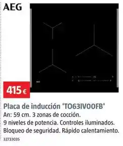 Bauhaus Aeg - placa de inducción 'to63iv00fb' oferta