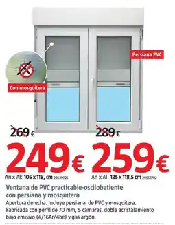 Bauhaus Ventana de pvc practicable-oscilobatiente con persiana y mosquitera oferta