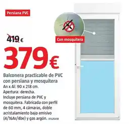 Bauhaus Balconera practicable de pvc con persiana y mosquitera oferta