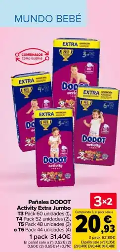 Carrefour DODOT Pañales Activity Extra Jumbo oferta