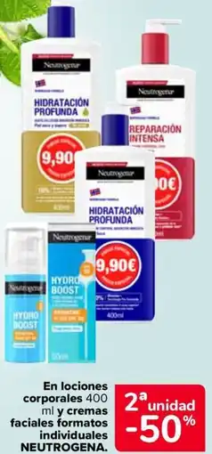 Carrefour NEUTROGENA En lociones corporales y cremas faciales formatos individuales oferta