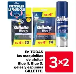 Carrefour GILLETTE En todas las maquinillas de afeitar blue ii, blue 3, geles y espumas oferta