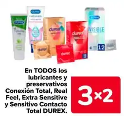 Carrefour DUREX En todos los lubricantes y preservativos conexión total, real feel, extra sensitive y sensitivo contacto total oferta