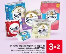 Carrefour SCOTTEX En todo el papel higiénico, papel de cocina y pañuelos oferta