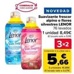 Carrefour LENOR Suavizante frescor alpino o flores silvestres oferta