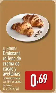 ALDI Horno de oro - croissant relleno de crema de cacao y avellanas oferta