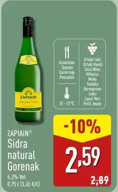 ALDI Zapiain - sidra natural gorenak oferta
