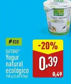 ALDI Gutbio - yogur natural ecologico oferta