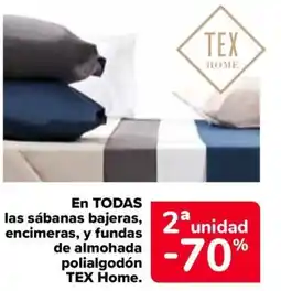 Carrefour En todas las sábanas bajeras encimeras, y fundas de almohada polialgodón tex home. oferta