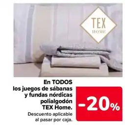 Carrefour En todos los juegos de sábanas y fundas nórdicas polialgodón tex home. oferta