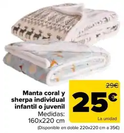 Carrefour Manta coral y sherpa individual infantil o juvenil oferta