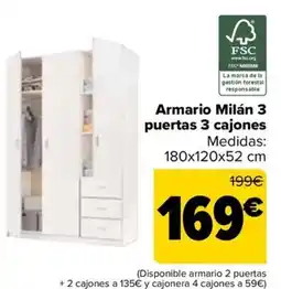 Carrefour Armario Milán 3 puertas 3 cajones oferta