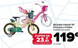 Carrefour Bicicleta infantil 14" Princesa o Fútbol oferta