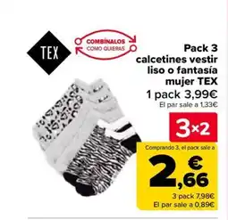 Carrefour TEX Pack 3 calcetines vestir liso o fantasía mujer oferta
