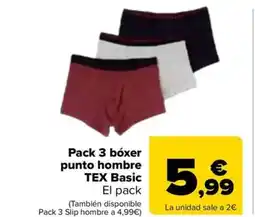 Carrefour TEX BASIC Pack 3 bóxer punto hombre oferta