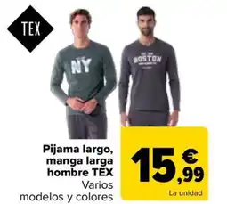 Carrefour TEX Pijama largo, manga larga hombre oferta