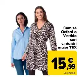 Carrefour TEX Camisa Oxford o Vestido con cinturón mujer oferta