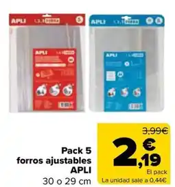 Carrefour APLI Pack 5 forros ajustables oferta