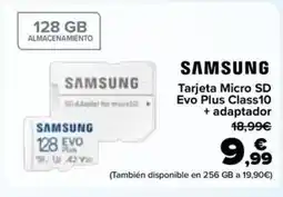 Carrefour SAMSUNG Tarjeta Micro SD Evo Plus Class10 + adaptador oferta