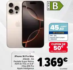 Carrefour iPhone 16 Pro Max 256GB, 5G oferta