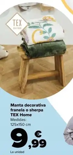 Carrefour TEX HOME Manta decorativa franela o sherpa oferta