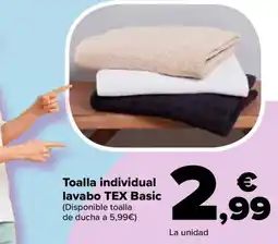 Carrefour TEX BASICS Toalla individual lavabo oferta