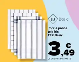 Carrefour TEX BASIC Pack 4 paños tela iris oferta