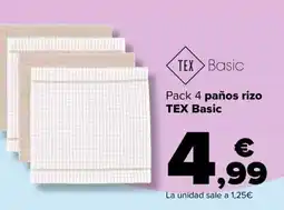 Carrefour TEX BASIC Pack 4 paños rizo oferta